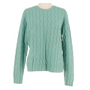 Vintage Y2K GAP Sweater Women's Medium Aqua Lambswool Cable Knit Crew Neck